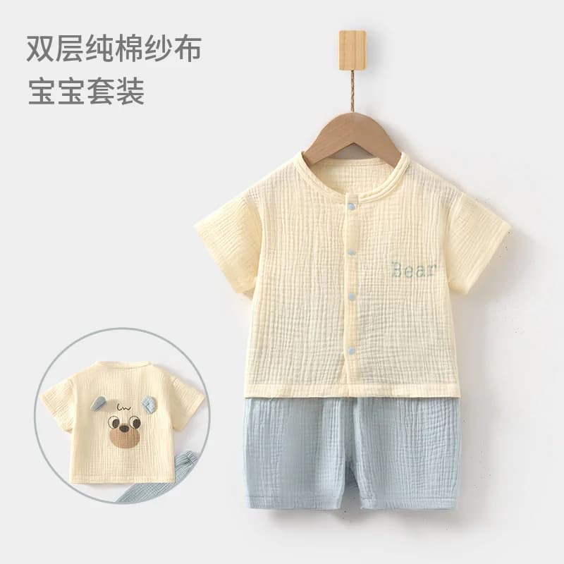 Set Pigiama in Cotone per Neonati, Abbigliamento da Casa a Maniche Corte, Top e Pantaloncini, Vestiti Estivi per Bambini, Ideali per Stanze Climatizzate, per Bambine