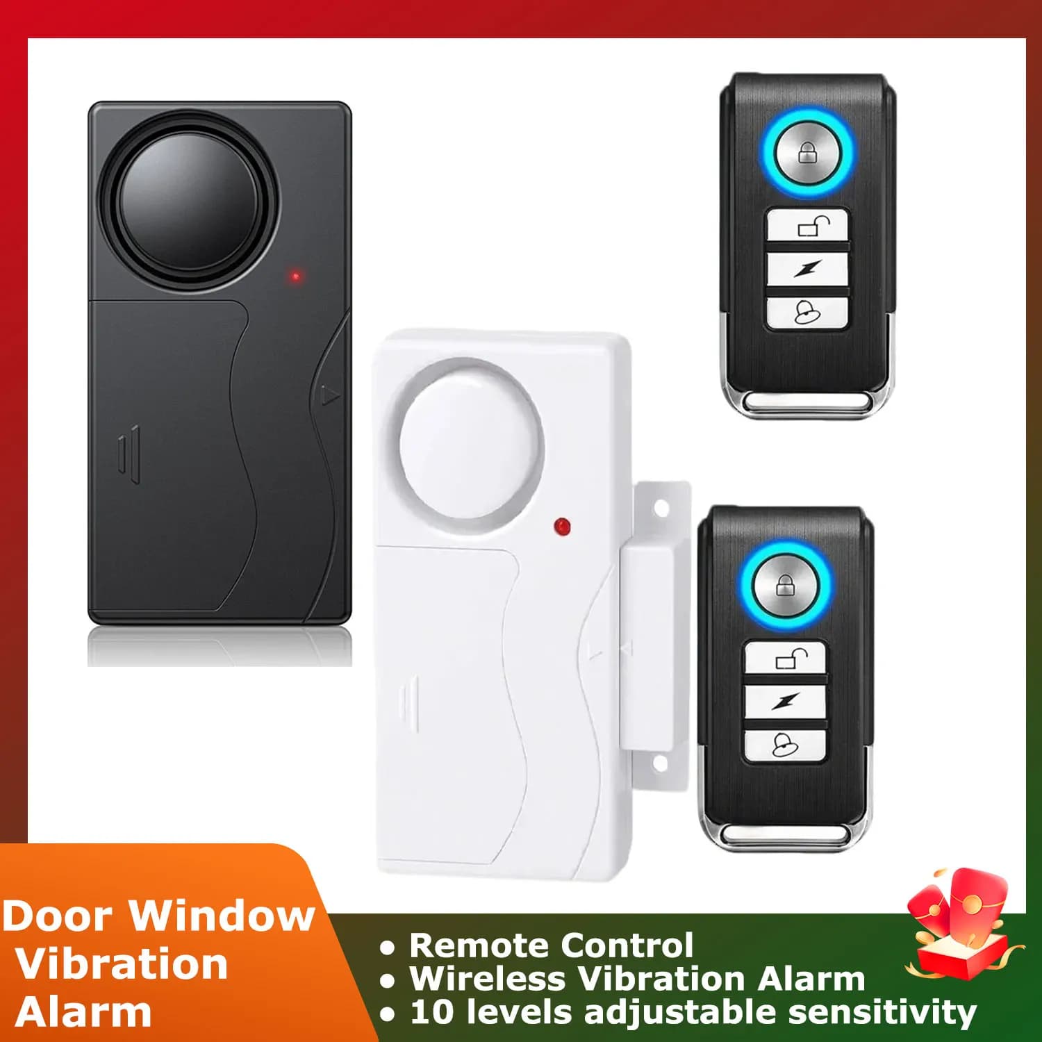 Allarme sensore di vibrazione per porte e finestre senza fili Rilevatori di telecomando antifurto da 110 dB Sistema di allarme di sicurezza domestica