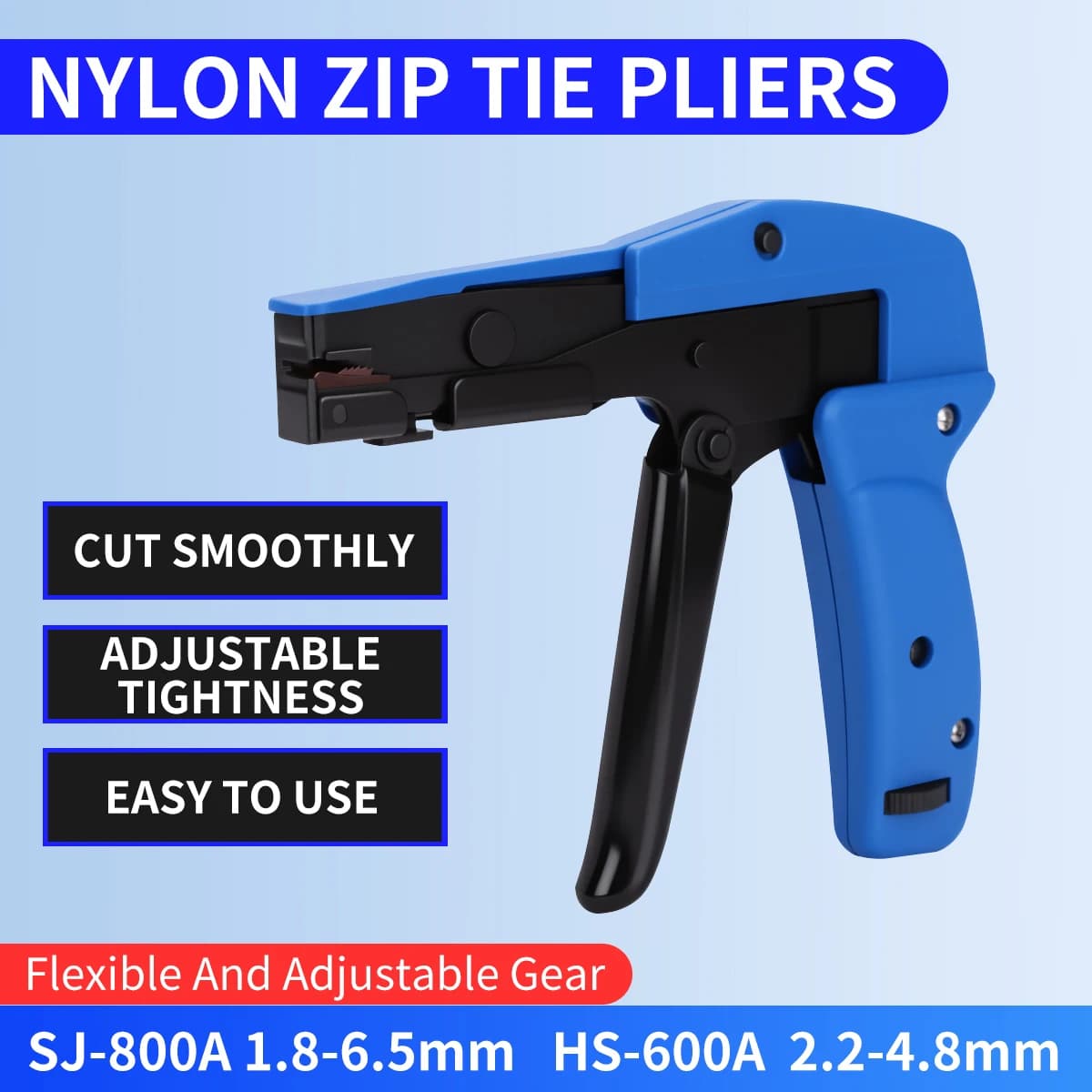 Pistola per fascette in nylon HS-600A, pistola automatica per serraggio e taglio, tensionatore rapido per legatura