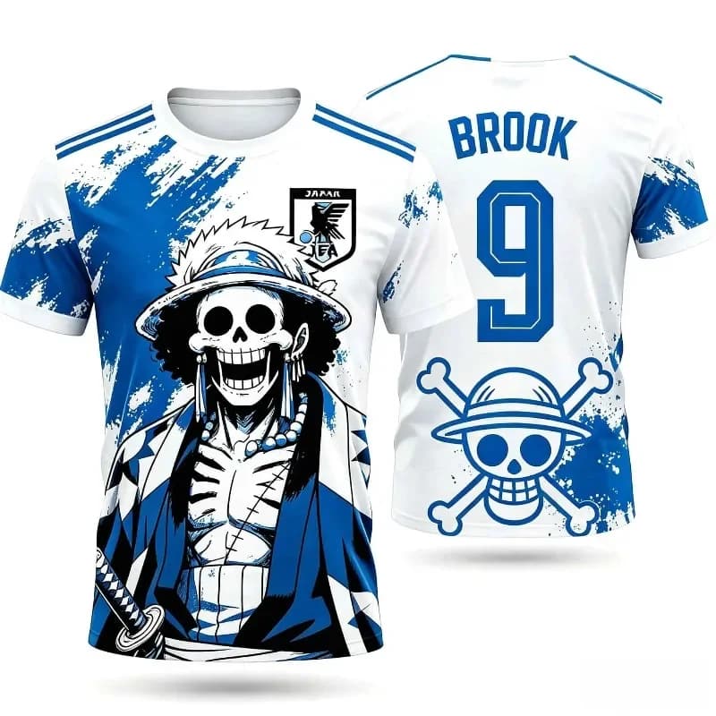 One Piece Chopper No.6 Straw Hat 3D Football Jersey Unisex Crew Neck Anime Street Short Sleeve Tee