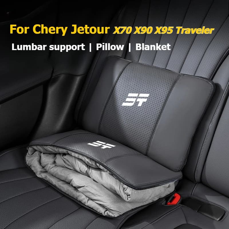 Per Chery Jetour X70 X90 X95 Viaggiatore Coperta multifunzionale per seggiolino auto Cuscino per il collo lombare in pelle nappa per una lunga guida