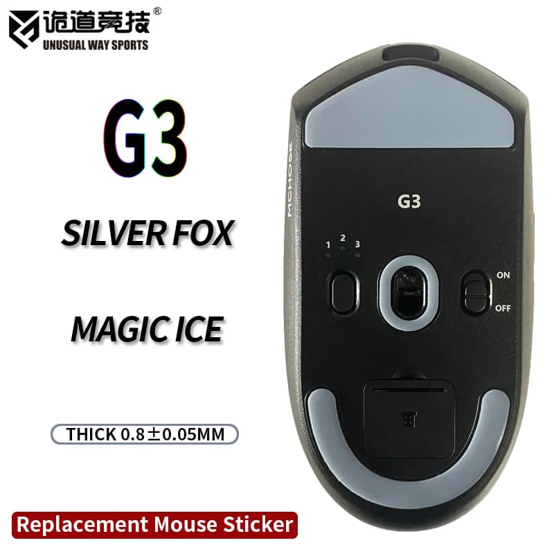 InsolitoWaySports Mouse Pattini Piedi G3 Superficie ribaltabile PTFE Anti collasso Multistrato Magic Ice Silver Fox