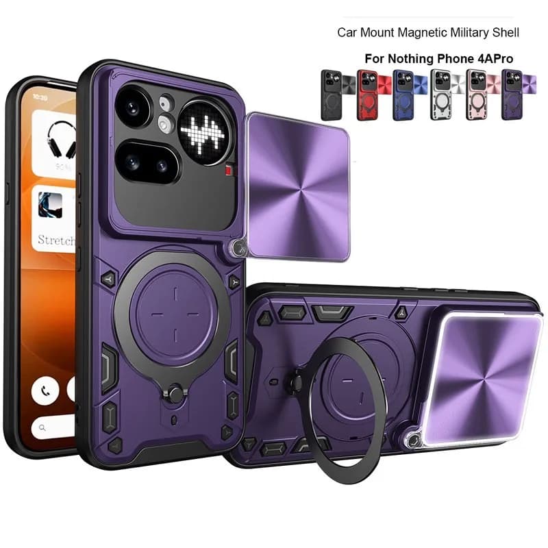 Cover scorrevole per Nothing Phone 4a Pro con anello di supporto, antiurto, protezione fotocamera, armatura per Nothing Phone 4a