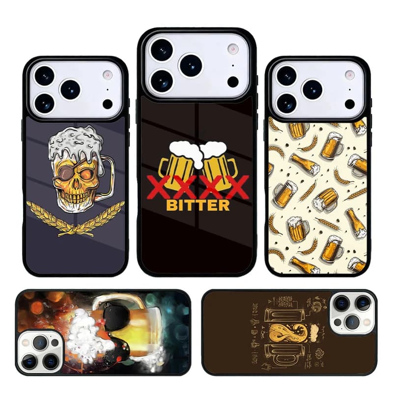 Cover Morbida per iPhone con Motivo Birra e Bolle per iPhone 11 12 13 14 15 16e 17 Pro Max e iPhone 17 Air