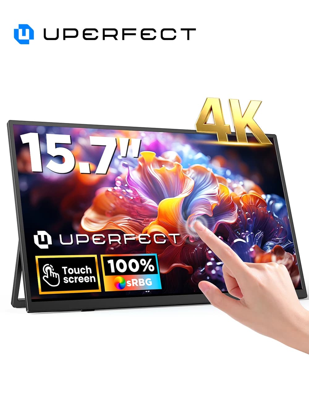 UPERFECT UColor J1 Monitor Portatile Touch Screen 4K 15.7" Schermo Esteso per Laptop USB C HDMI Display per PC Gaming con Supporto