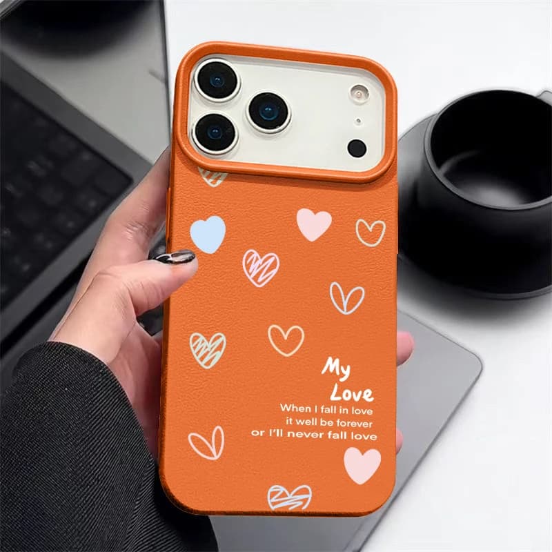 Colorful Hearts Pattern Case For iPhone 18 Pro Max 17e 18 17 15 16 14 13 Pro Max 16e Shockproof Leather Texture TPU Phone Cover