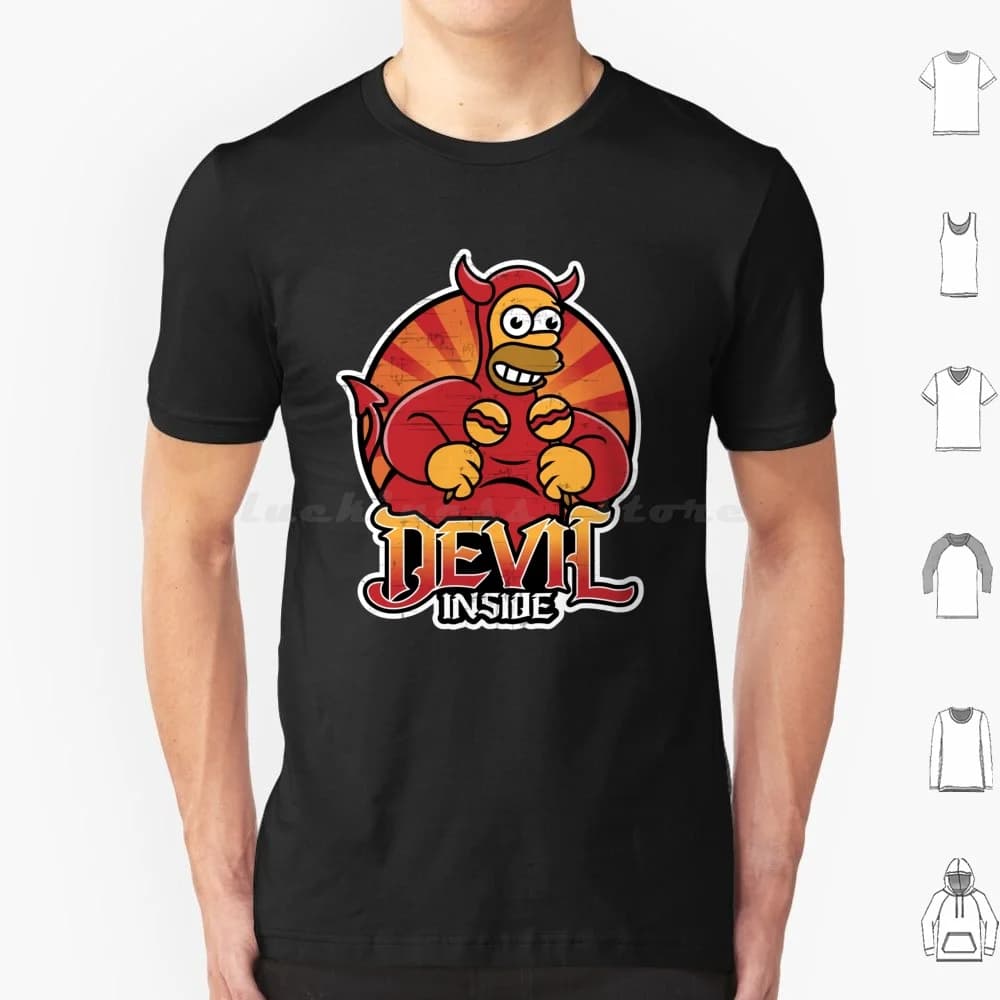 Devil Inside T Shirt Big Size 100% cotone Devil Inside Cartoon Geek Nerd Cultura pop Spettacoli televisivi Evil Devil Parody