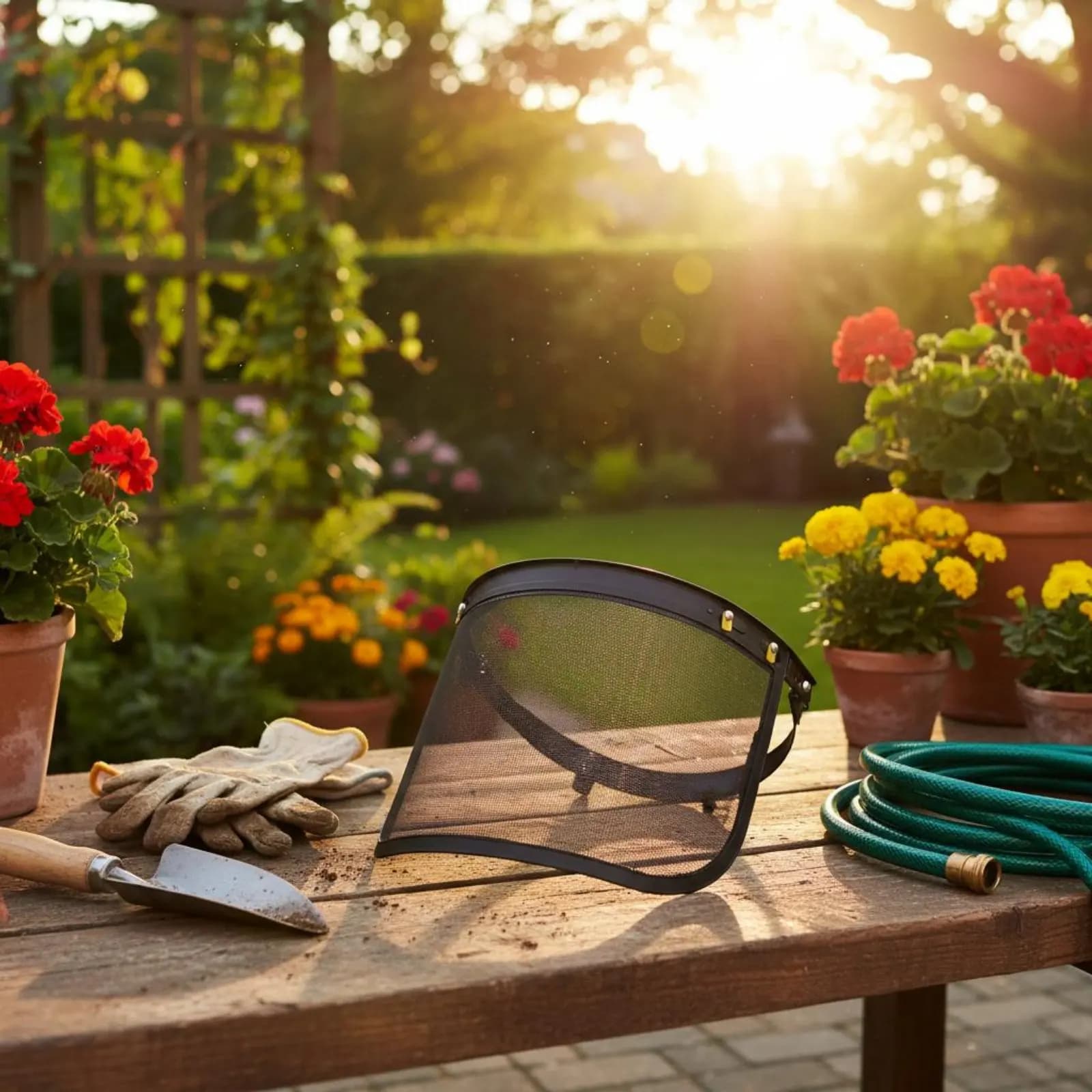 Protezione Antispruzzi per Trimmer da Giardino, Visiera in Rete Metallica, Maschera di Sicurezza Traspirante per Giardinieri e Paesaggisti