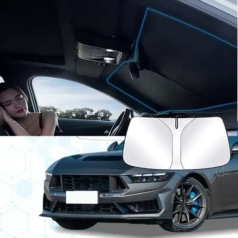 Windshield Sun Shade For Ford Mustang GT Sunshade Sun Visor Protector Foldable Blocks UV Rays Keep Your Car Cooler