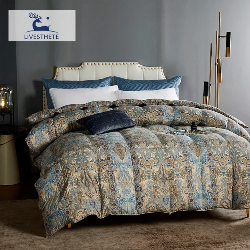 Liv-Esthete Noble Winter 100% piumino d'oca Filler 3D pane piumino piumino palazzo europeo coperta Queen King Cotton Cover
