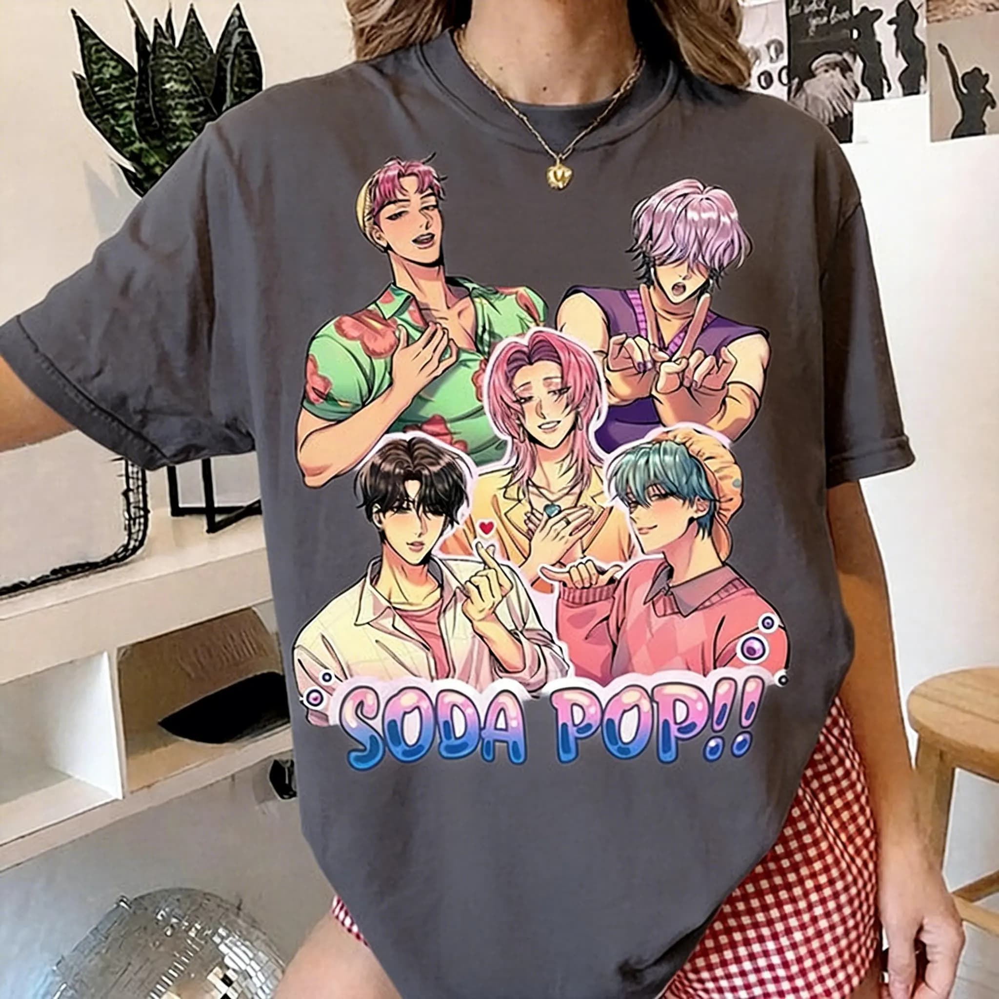 T-shirt Kpop Sajaboys Soda Pop Anime Uomo Donna a Maniche Corte Estiva Casual Top Streetwear Harajuku Grafica 2026 Moda Y2k