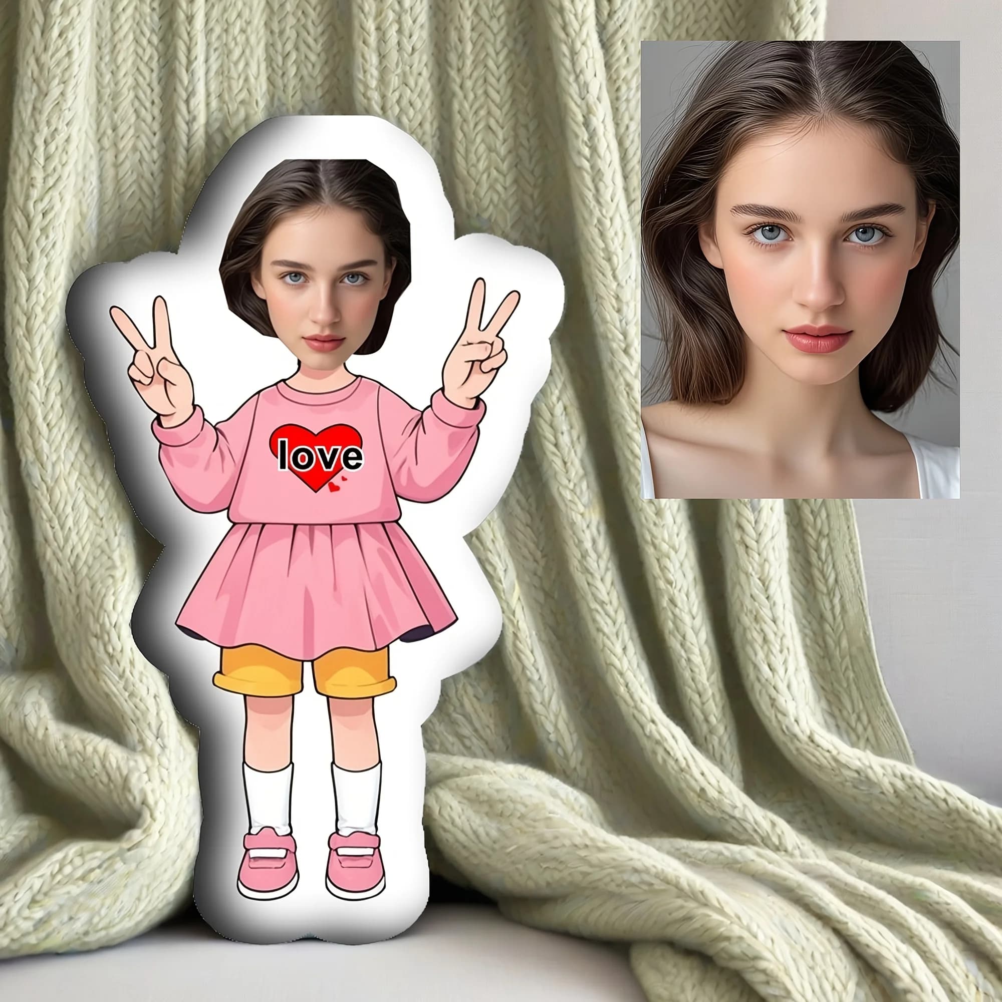 Nuovo Cuscino Peluche Personalizzato con Volto in Posa, il Regalo Perfetto per Uomini e Donne