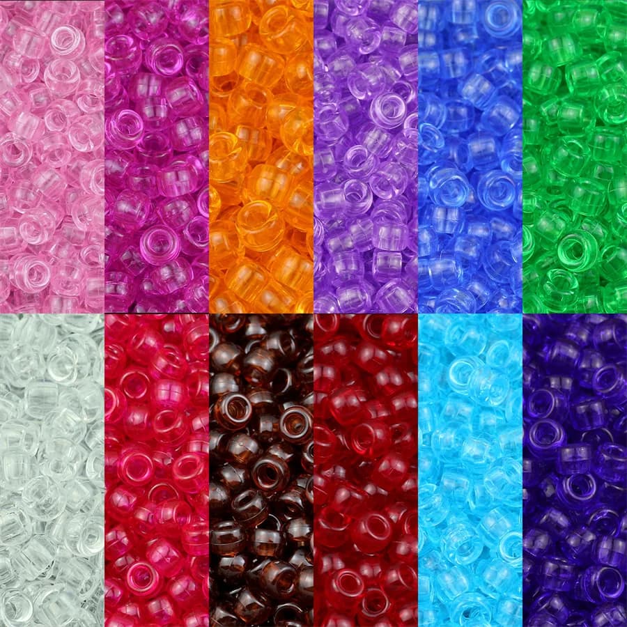 100-400 pz 6*9mm Colorato Trasparente Foro Grande Pony Perline Per La Produzione di Gioielli Fai Da Te Capelli Trecce Sporche Collana Del Braccialetto All'ingrosso