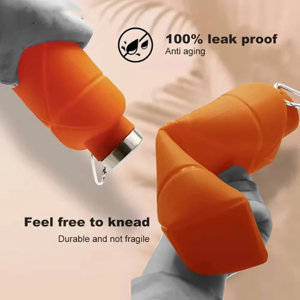 Borraccia Pieghevole da 700ML con Valvola Antigoccia, Bottiglia d'Acqua Riutilizzabile in Silicone per Palestra, Campeggio, Escursionismo e Viaggi