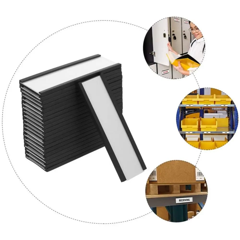 Porta etichette magnetico per carte di carta bianca Porta etichette con canale C gratuito con magnete forte Porta etichette compatto rimovibile regolabile