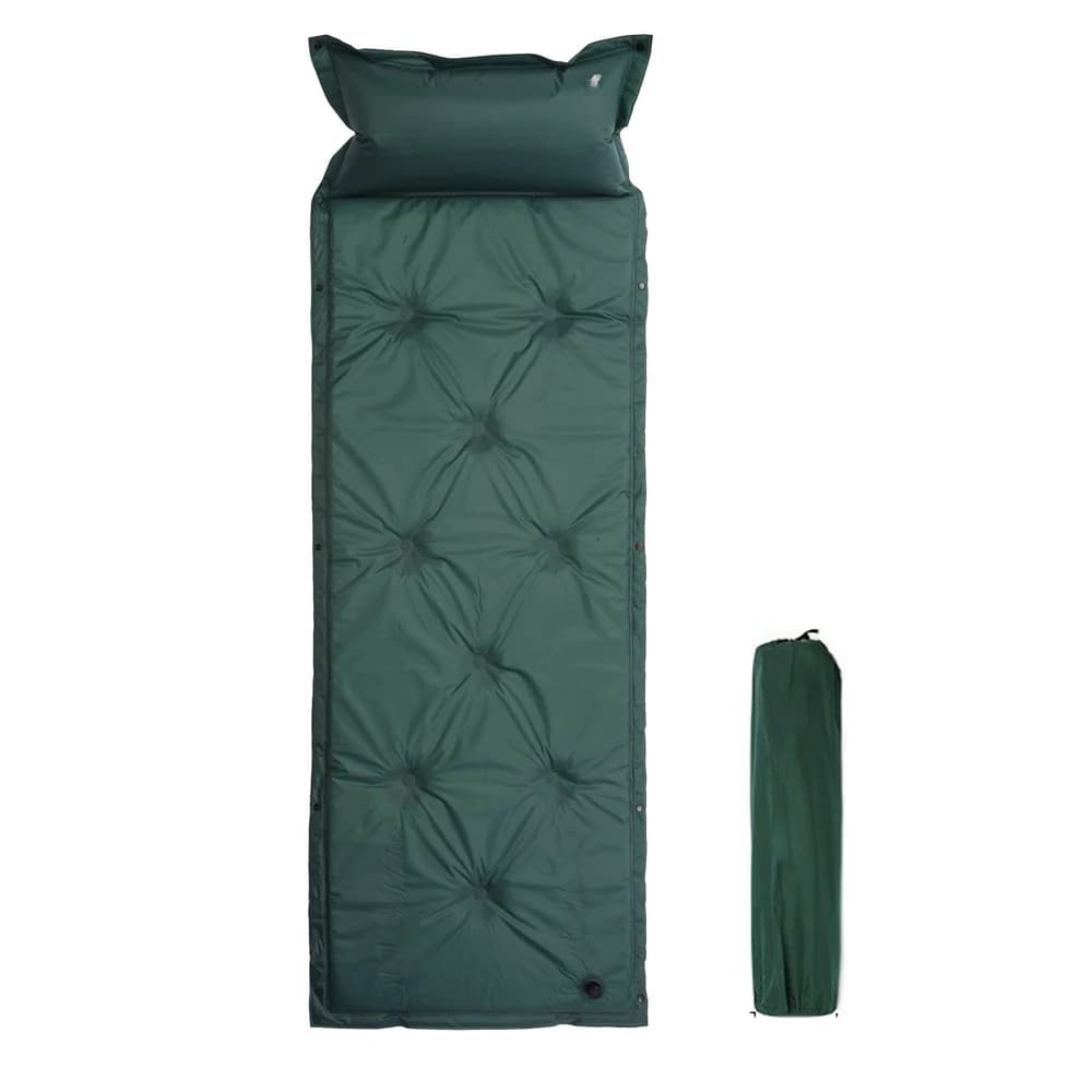 1 set cuscino gonfiabile cuscino d'aria a 9 punti con cuscino 180 * 55 * 3 cm cuscino da letto pieghevole in poliestere-spun in pelle PVC