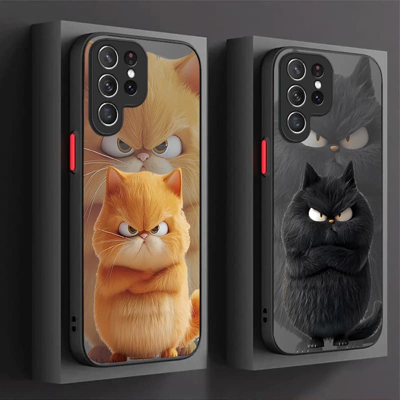 Angry Cat Couple Style Case for Samsung Galaxy S25 Ultra S24 S23 Plus S22 S21 FE A04S A56 A36 A16 A06 A35 A25 A15 5G