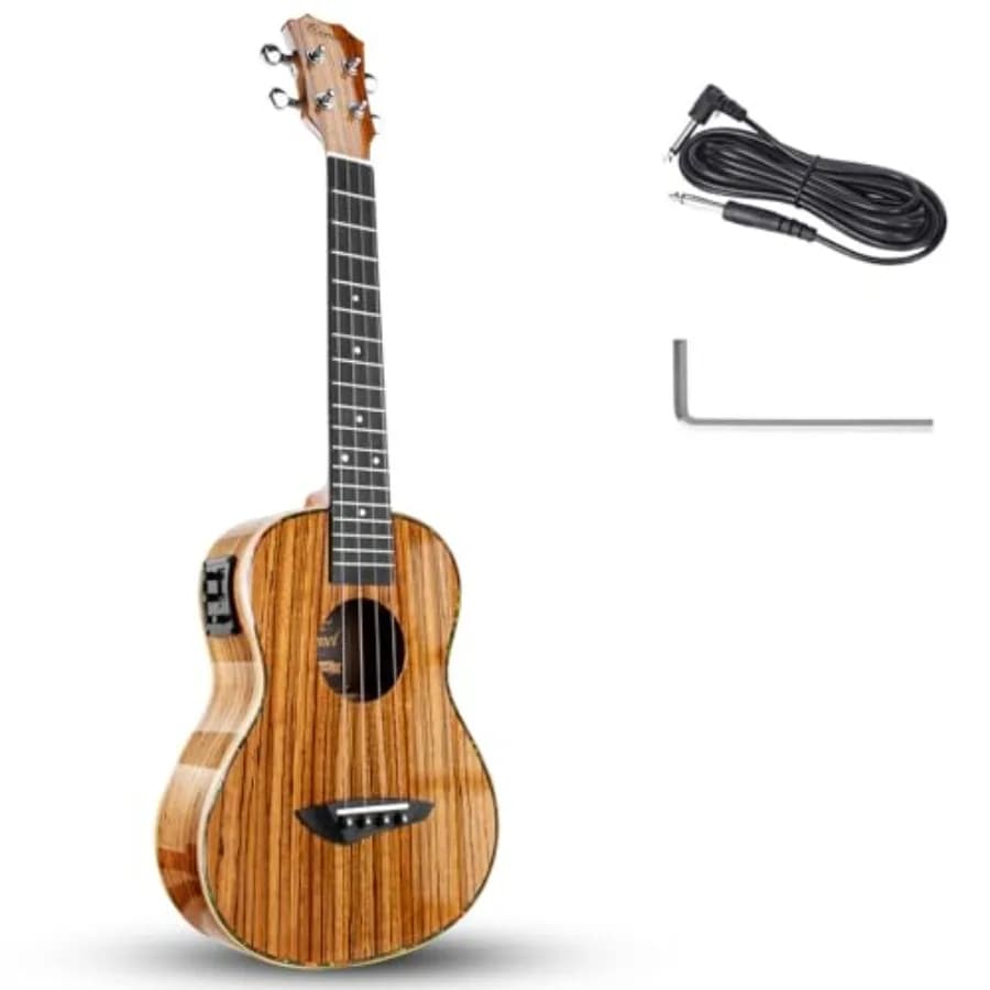 Imperfezioni Minori - Ukulele Elettrico Professionale Tenore CT103 in Legno di Zebrano Lucido 26 Pollici