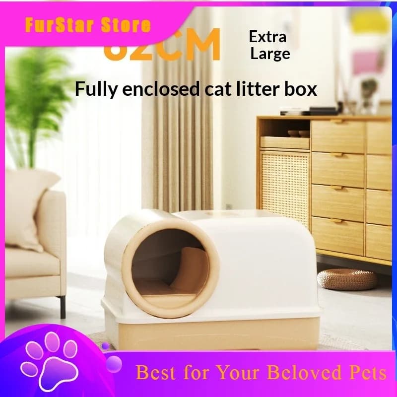FurStarExtra Large Fully Enclosed Corridor Drawer Cat Litter Box, Anti-Splash Mat, Odor Control Kitty Toilet For Indoor Cats