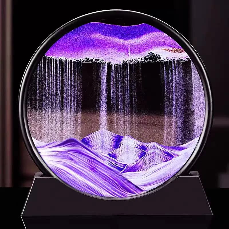 Immagine di arte della sabbia in movimento 3D Vetro rotondo Paesaggio marino profondo Clessidra Sabbie mobili Mestiere che scorre Pittura di sabbia Ufficio Decorazioni per la casa Regalo