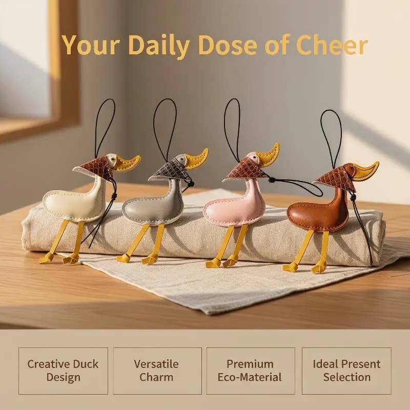 Creative Scarf Duck Duck Duckling Car Keychain PU Leather Bag Pendant Car Keychain Decoration