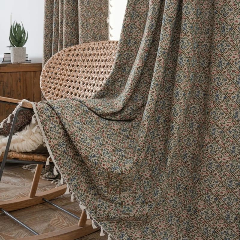 Stile americano nuovo Bouquet Jacquard nappe Semi-ombreggiatura soggiorno camera da letto tende balcone Blackout decorare mantovana