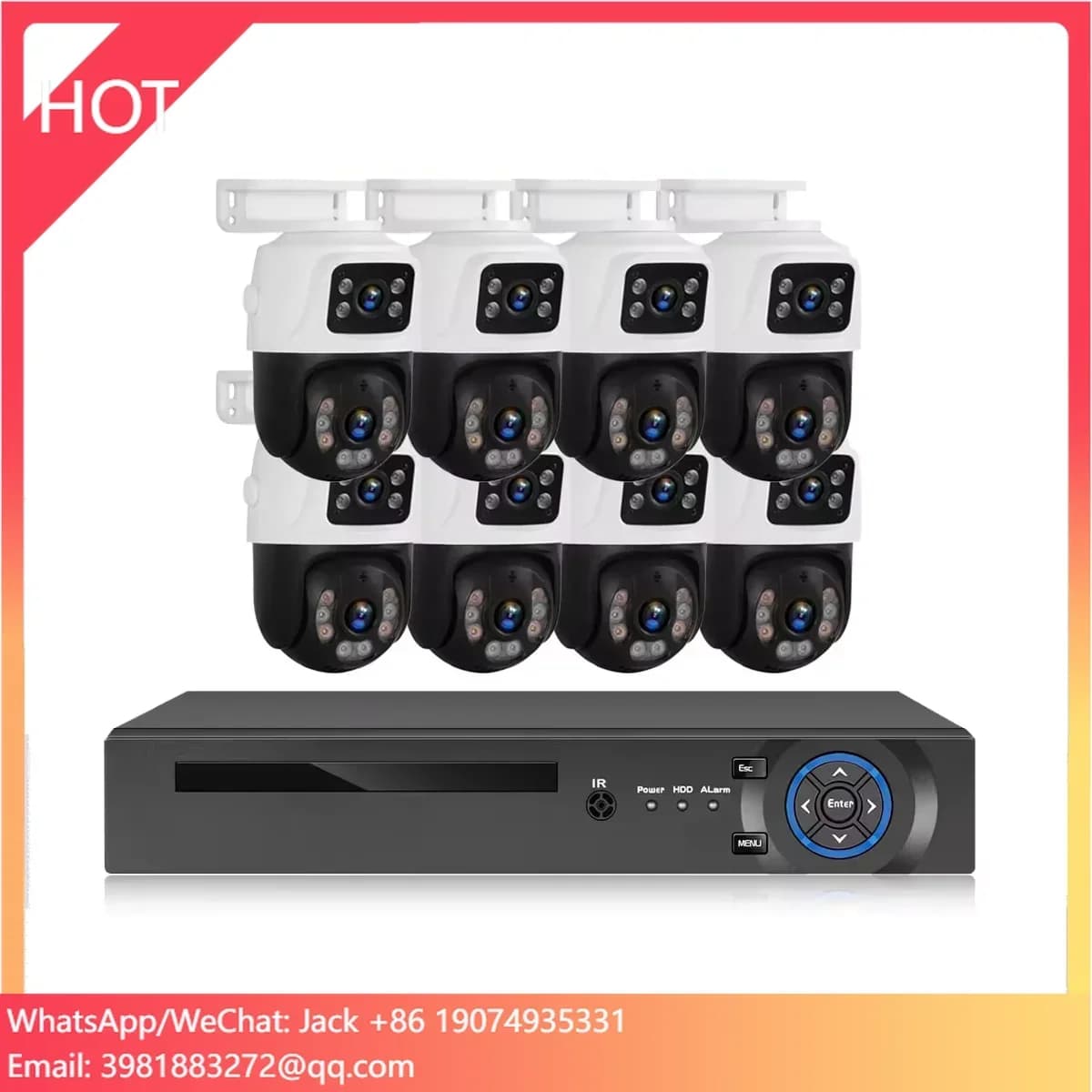 Sistema di Telecamere di Sicurezza IP PTZ 8CH con Visione Notturna, Tracciamento del Movimento, Accesso Remoto, Impermeabile IP66, Kit di Sorveglianza HD POE