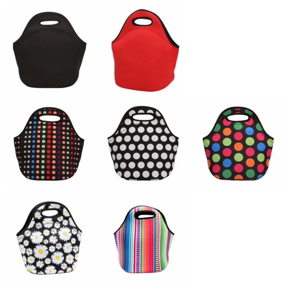 Borsa Termica Portatile Versatile in Neoprene Riutilizzabile con Motivo Floreale, Borsa Pranzo da Viaggio Isolante Portatile per Uso Quotidiano