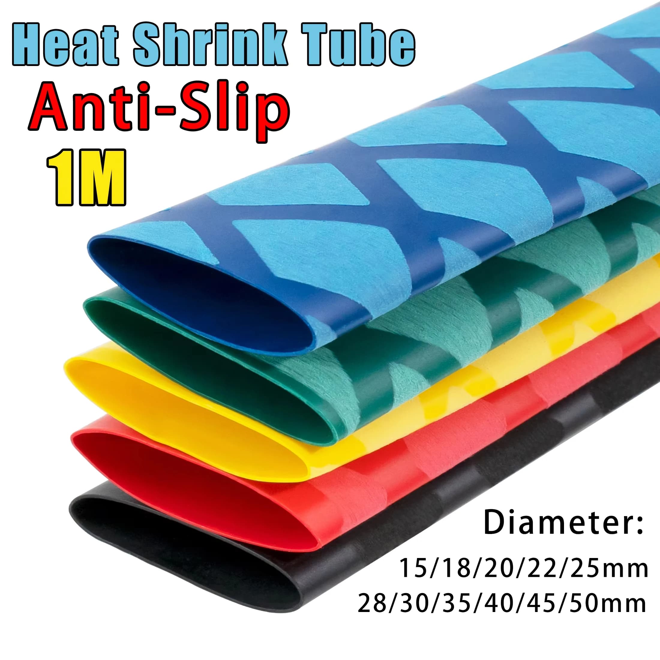 Tubo termorestringente antiscivolo per canna da pesca o isolamento elettrico fai da te 5 colori 1M 15/18/20/22/25/28/30/35/40/45/50mm