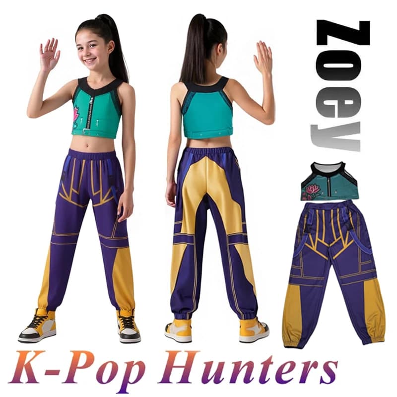 2025 Bambini Zoey Mira Rumi 3D Stampa Costume Cosplay Carnevale di Halloween K-Pop Hunters Ragazza Gruppo Idol Gioco di ruolo Dress Up Outfit