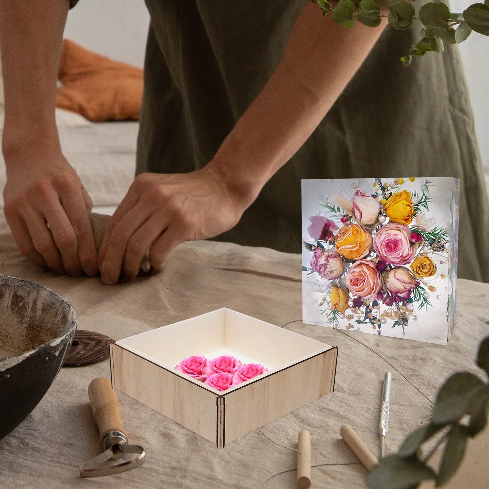 Set di 1 stampo quadrato in silicone riutilizzabile e flessibile per decorazioni fai da te, per resina epossidica, resina UV, sapone, argilla polimerica, cera, gesso e campioni essiccati
