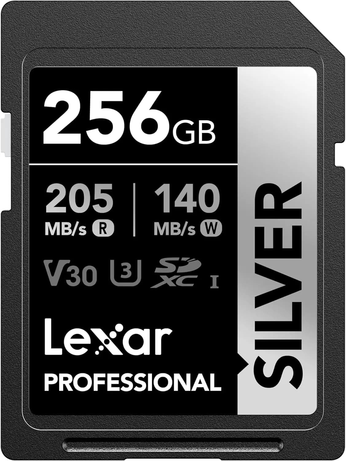 Scheda SD argento da 256 GB, UHS-I, C10, U3, V30, compatibile 4K, fino a 205/140 MB/s per fotografia e registrazione video