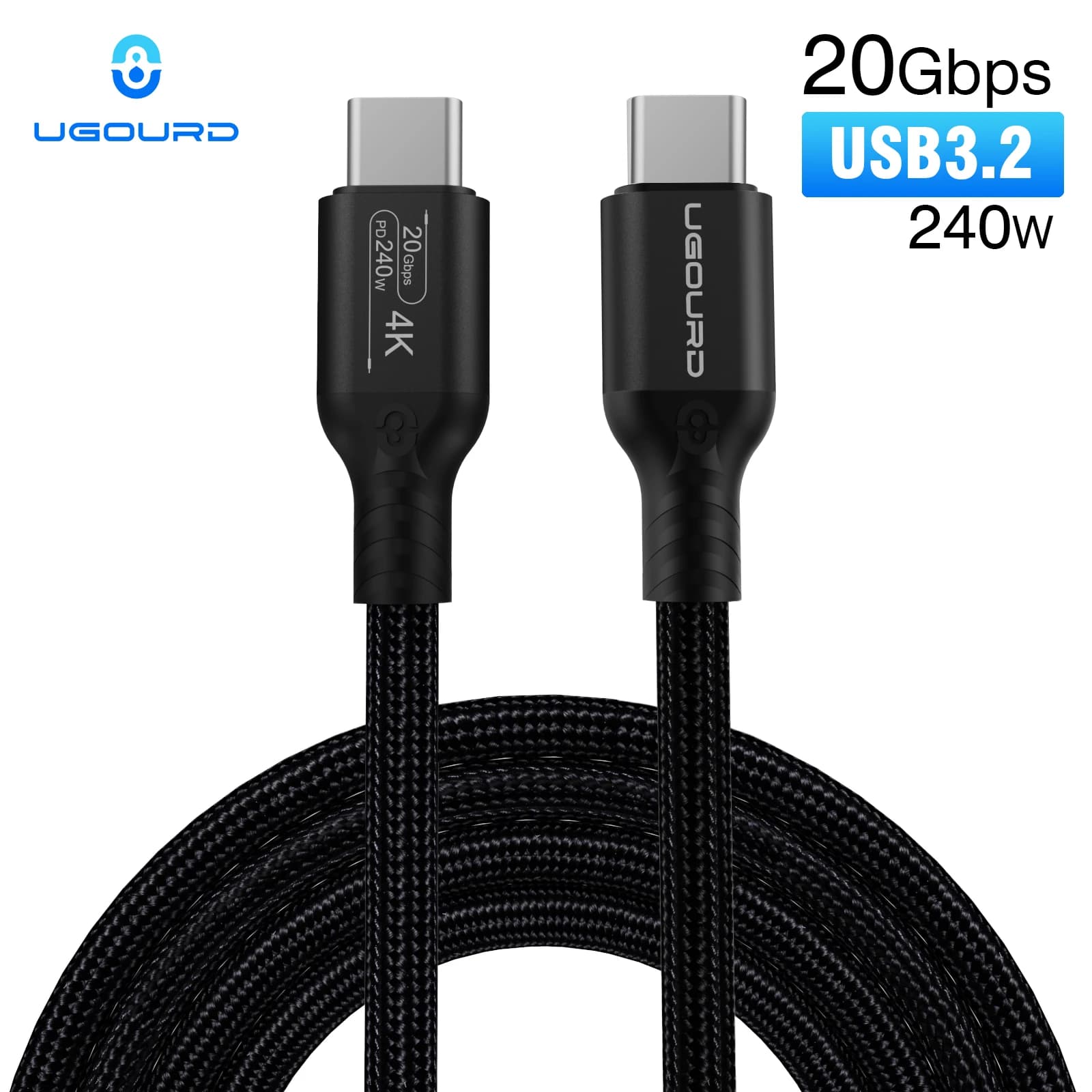 Cavo USB3.2 Gen2 20Gbps da Tipo C a Tipo C, Cavo di Ricarica Rapida 240W, Cavo USB C per SSD e Disco Rigido, da 0,2m a 5m per MacBook Pro e iPad