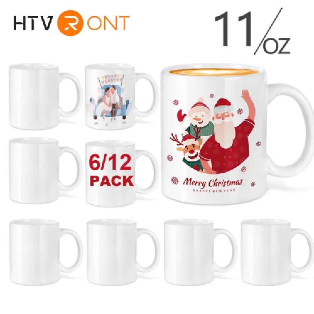 HTVRONT 6/12Pack 11OZ Tazze per sublimazione Set vuoto Tazze classiche per bere con manici per Latte Tazza fai da te Regalo per carta per sublimazione