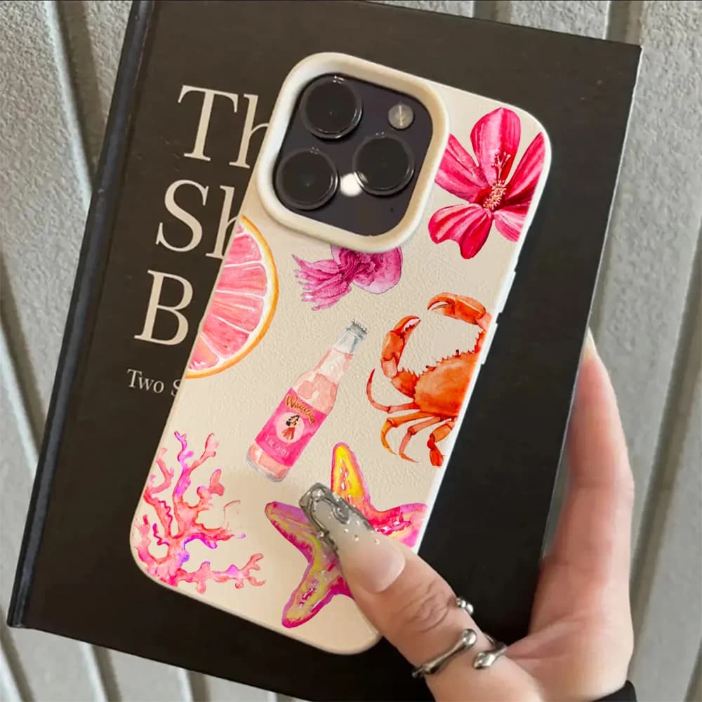 Grapefruit Crab Starfish Phone Case For iPhone 17 16 15 14 13 12 11 Pro Max 17 16 Pro 16 15 14 Plus 17 Air Silicone Matte Cover