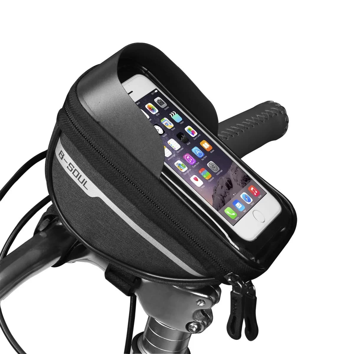 Waterproof Touch Screen Bike Handlebar Bag with Sun Shade Cover 1L Polyester Cycling Phone Pouch