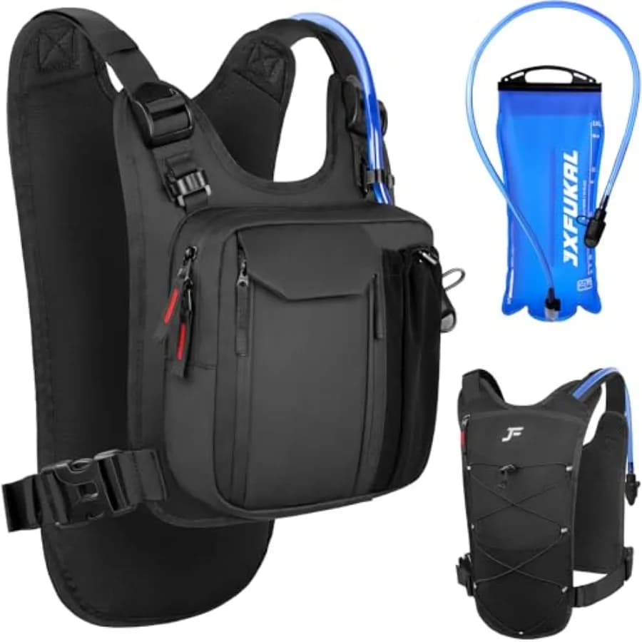 Gilet da Corsa Leggero con Zaino Idratazione e Sacca d'Acqua da 2L, Zaino Tattico Riflettente per Escursionismo