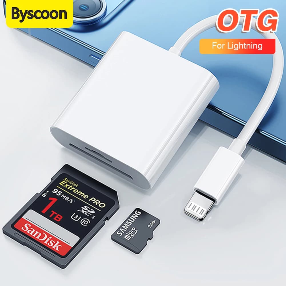 Lettore di schede Lightning a SD/TF 2 in 1 Adattatore flash OTG Adattatore per scheda di memoria per iPhone 14 13 12 Pro Max 3.0 IPad Flash Drive