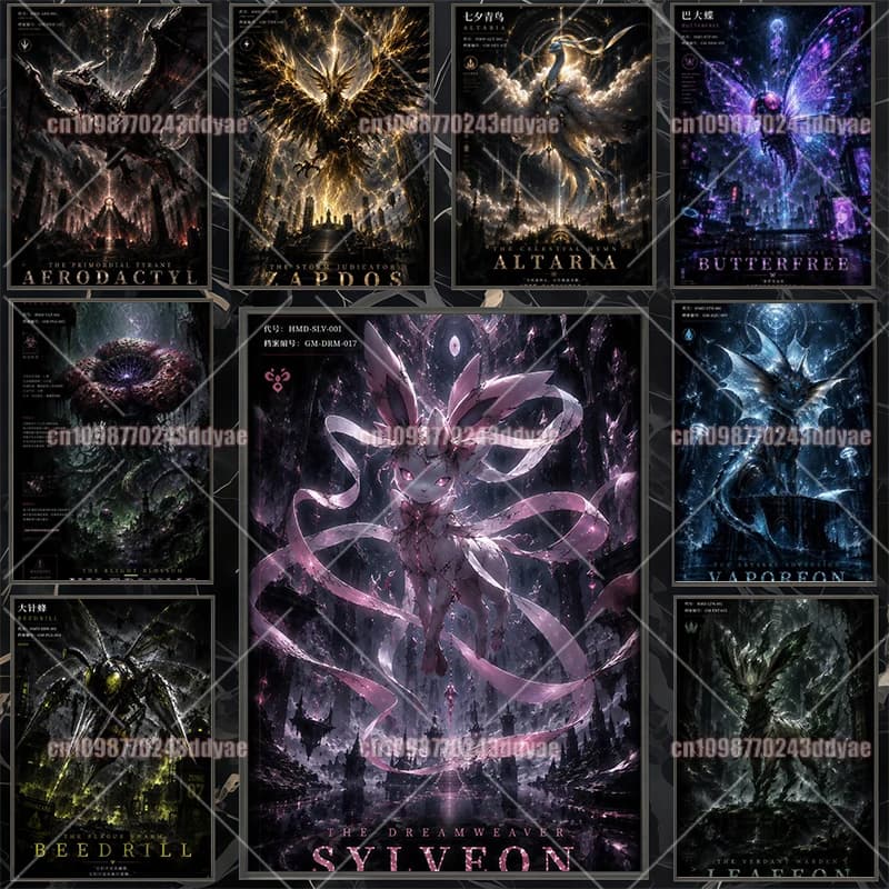 Anime Pokemon Canvas Painting Print 8K Ultra-fine Dark Decorative Painting Home Wall Art Modern Living Room Aesthetic Poster