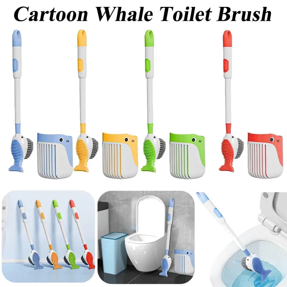 Spazzola per la pulizia del WC Dispenser con manico ricaricabile Ventosa Scopino per WC Spazzola per la pulizia della tazza del WC montata a parete per il bagno