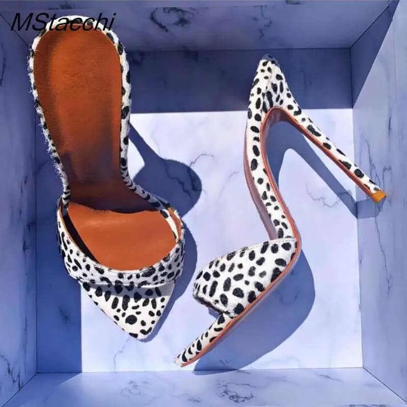 Pantofole estive in crine di cavallo scarpe da donna sandali a spillo con tacco Super alto Party Runway sandali da donna a punta aperta di grandi dimensioni 46