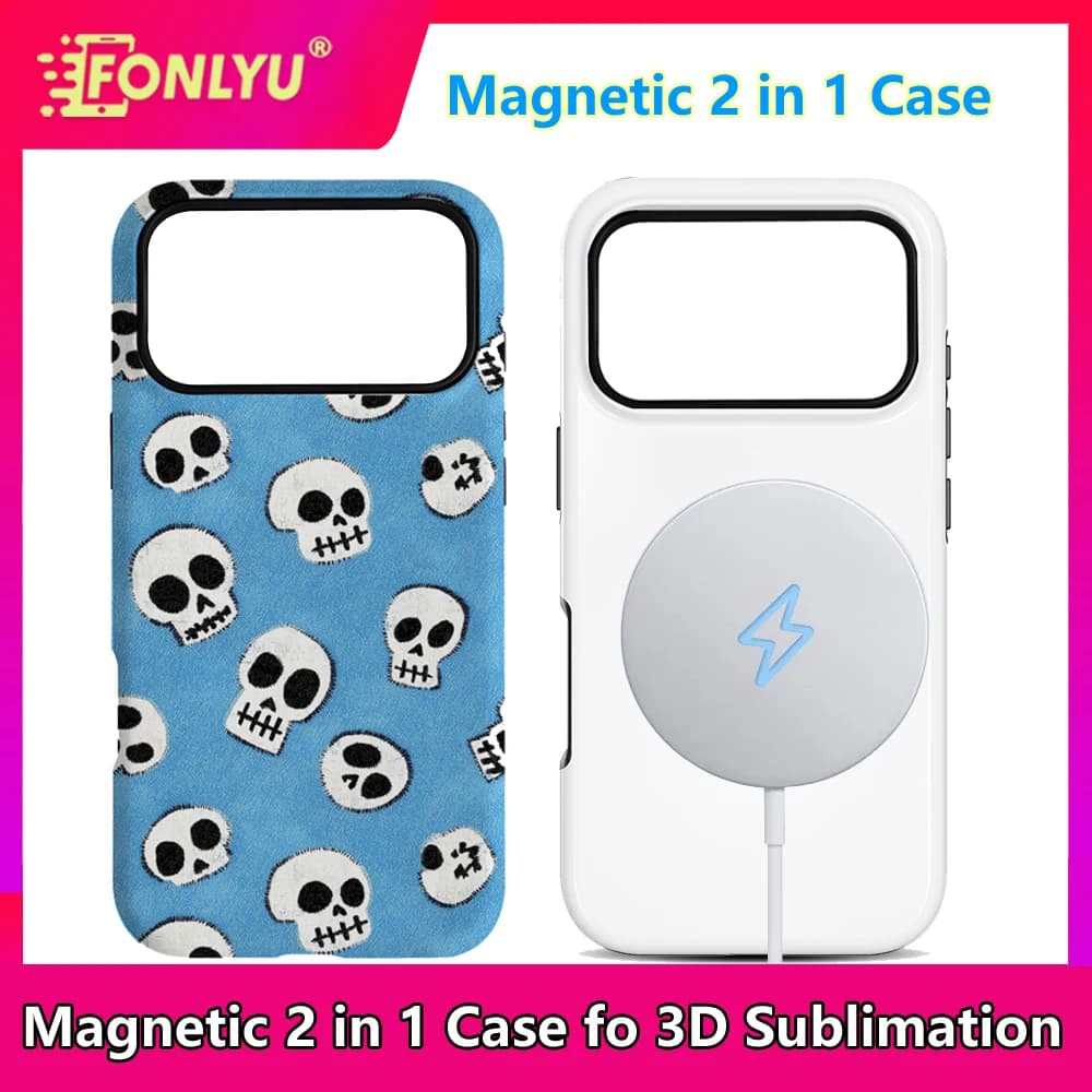 FONLYU Magnetic 2 in 1 3d Film Sublimation Phone Case for iPhone 18 1715 16 14 Pro Max Blank Shell Cover Heat Press Printed DIY