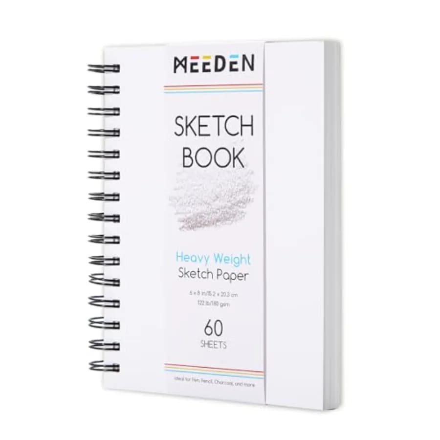 Sketchbook Paper Pad: 122lb/180gsm Spiral Bound Art Sketch Book with DIY Cover for Artists Adults - 60 Sheets Heavy Weight Hard