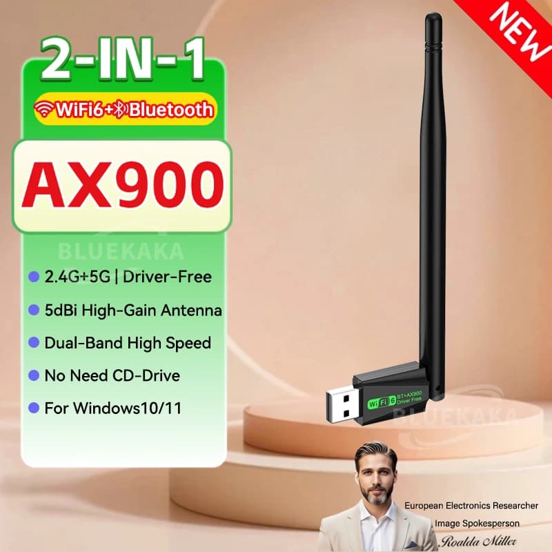 Nuovi aggiornamenti 2 in 1 USB WIFI6 Bluetooth 5.4 Adattatore 2.4G + 5GHz Dual Band 802.11AX Scheda di rete wireless Ricevitore Dongle Antenna Driver gratuito per PC Laptop WIN10/11