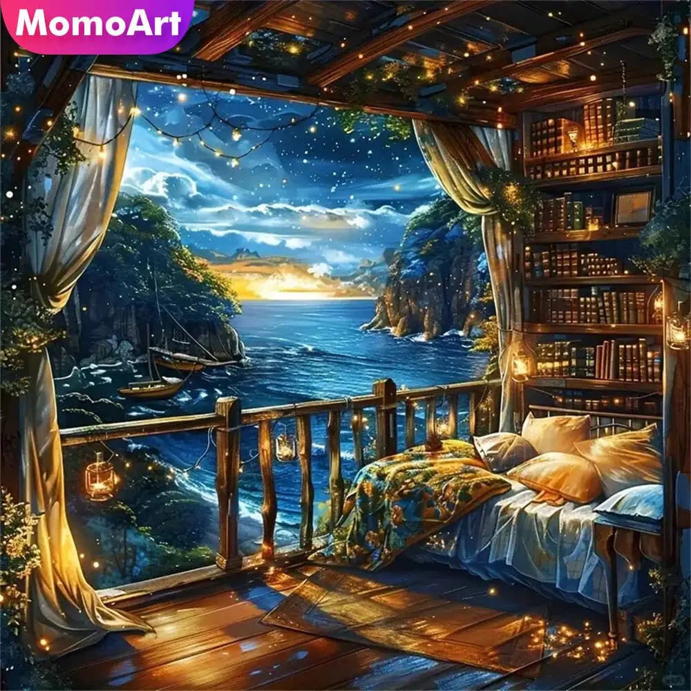 Momoart Orso Diamante Mosaico Animale Pittura Diamante Rotondo Completo Luna Ricamo Nuovo Arrivo Fatto A Mano Hobby