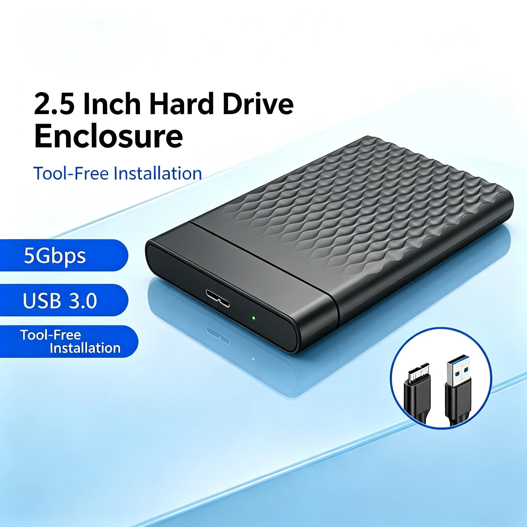 2.5" SSD HDD Enclosure SATA To USB 3.0 Mobile External Hard Drive Case 5Gbps Speed SATA SSD HDD Storage Hard Disk Box
