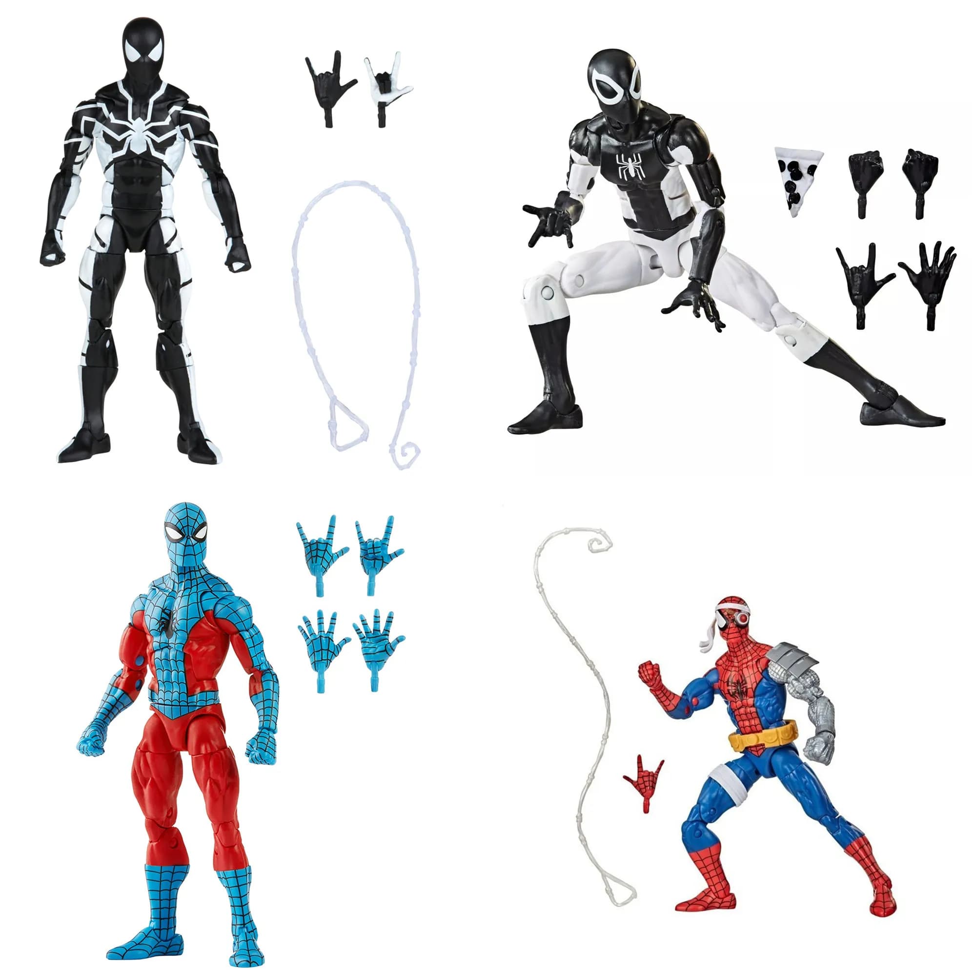 Marvel Legends Vintage Retro Cyborg Spider Man Future Foundation Stealth Suit Web Man zona negativa Pizza 6 "Action Figure Toys