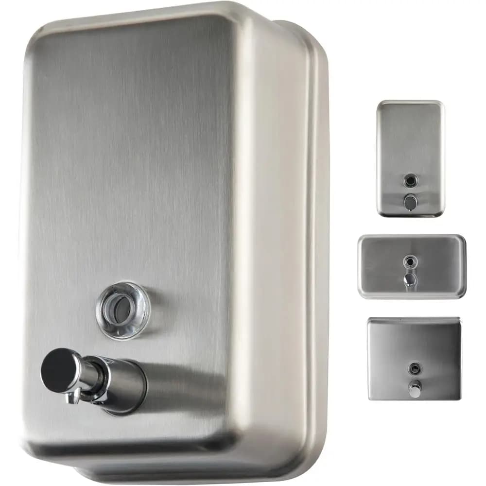 Industrial Grade Wall Mount Soap Dispenser, 304 Stainless Steel & Solid Brass Pump Core, with Csion-Proof Lining for Bathrooms &