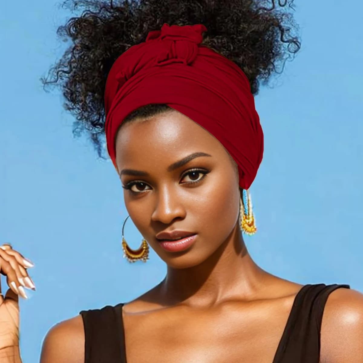 Turbante in jersey elasticizzato di vendita caldo fascia africana tinta unita super morbida fascia traspirante extra lunga per le donne