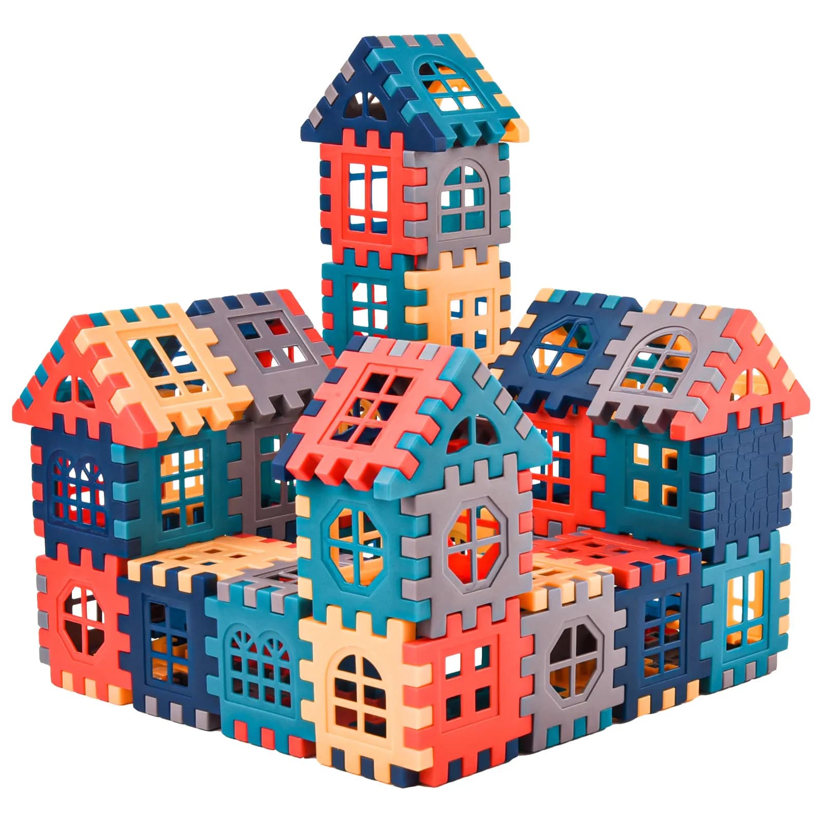 Blocchi di costruzione di grandi dimensioni, blocchi puzzle per bambini, modelli di pareti e finestre, pezzi puzzle, regali per ragazzi e ragazze